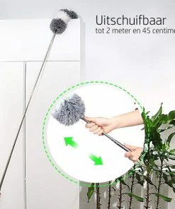 Groothandel ⭐ Vannons - Plumeau - Ragebol - Plumeau Uitschuifbaar Tot 245 Cm - Met Telescoopsteel - Wasbaar Microvezel - Grijs Wit ???? -Yoshiko Shop 550x550 92