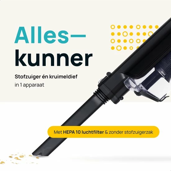 Hete verkoop ✔️ MOA - Steelstofzuiger - 2-in-1 - Kruimeldief - Draadloos - 120 Watt - Zonder Zak - VC72 ???? 8 Hete verkoop ✔️ MOA - Steelstofzuiger - 2-in-1 - Kruimeldief - Draadloos - 120 Watt - Zonder Zak - VC72 ???? - Afbeelding 6