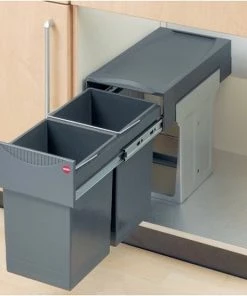 Top 10 ???? Hailo Tandem - Inbouw Prullenbak - 30 Liter Inhoud - Met 2 Compartimenten - Grijs ???? -Yoshiko Shop 550x555 1