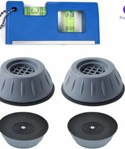 Beste Pirce ???? Merkloos Wasmachine Verhoger Inclusief Mini Waterpas – Wasmachine Trillingsdempers - Wasmachine Tussenstuk ????