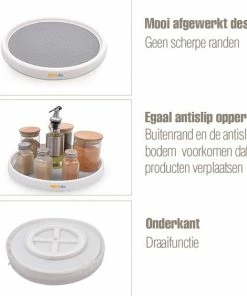 Goedkoopste ???? Skejo Draaiplateau Badkamer Accessoires Opbergrek Kruidenrek Plateau 1 - Keukenrek - Keuken Organizers - Koelkast Organiser Staand - Aanrecht Rek - Lazy Susan - Keukenkastorganizers - Kruidencarrousel - Rond - Draaischijf - Kruiden Organizer - Draaibaar ???? -Yoshiko Shop 550x563 4