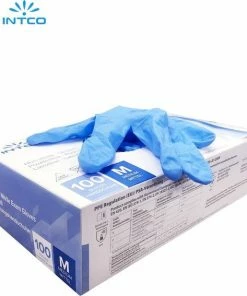 Beste Verkoop ???? Intco Nitril Handschoenen - 100 Stuks Nitril Wegwerp Handschoenen - Poedervrij, Latexvrij - Onderzoekshandschoenen - Maat: M - Blauw ????