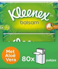Uitgang ???? Kleenex Zakdoekjes - Balsam - Voordeelbox - 8 Pakjes X 10 Stuks - 80 Zakdoekjes ????