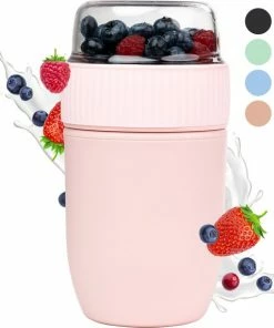 Beste deal ???? Coninx Yoghurtbeker To Go - Muesli Beker To Go - Lunchbeker - Mueslibeker 640ml (450ml+190ml) - Roze ⌛
