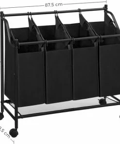 Begroting ???? Acaza Stevige Wassorteerder - Wasmand Op Wieltjes Met 4 Uitneembare Vakken - 140L - Zwart ???? -Yoshiko Shop 550x573 3