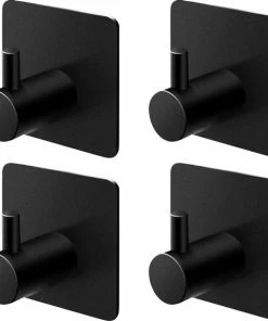 Aanbiedingen ⌛ YONO Zelfklevende Haakjes – RVS Ophanghaakjes – Ultra Sterke Plakhaakjes – 4 Stuks – Zwart ????