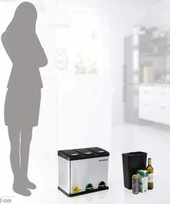 Flash-uitverkoop ✔️ SONGMICS Afvalemmer Voor De Keuken, 3-in-1 Afvalemmer, 24 Liter, Afvalscheiding, Metalen Pedaalemmer, Afvalscheidingssysteem, Robuust, Eenvoudig Te Reinigen, Staal, Zwart ⌛ -Yoshiko Shop 550x575 9