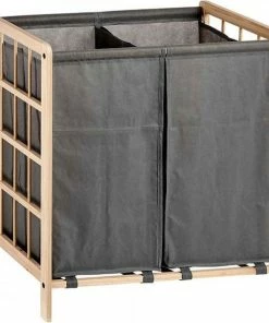 Promo ???? Kipit Wasmand - Wassorteerder - Wasbox - Laundy Basket - 80 L – Hout - 33 X 60 X 59,5 Cm ????