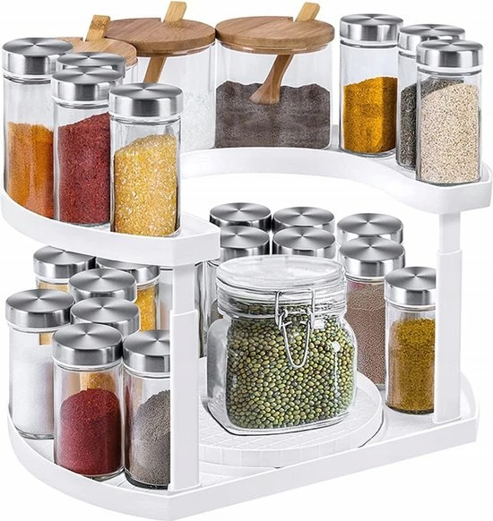 Beste Pirce ❤️ Draaiplateau Keuken - Kruidenrek - Keukenkast - Keuken Organizer - Draaibaar - 2 Etages - Rheme ???? 4 Beste Pirce ❤️ Draaiplateau Keuken - Kruidenrek - Keukenkast - Keuken Organizer - Draaibaar - 2 Etages - Rheme ???? - Afbeelding 2