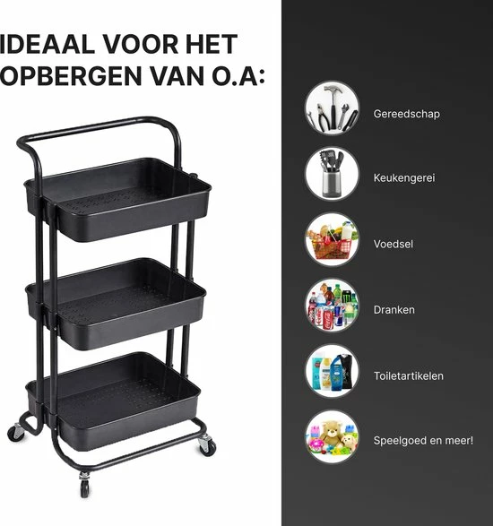 Beste recensies van ???? O'DADDY® Keukentrolley Op Wieltjes - Serveerwagen - Keukentrolley Zwart - Verrijdbaar En Vast - 3 Lagen - 86 X 43 X 36 Cm ???? 7 Beste recensies van ???? O'DADDY® Keukentrolley Op Wieltjes - Serveerwagen - Keukentrolley Zwart - Verrijdbaar En Vast - 3 Lagen - 86 X 43 X 36 Cm ???? - Afbeelding 5