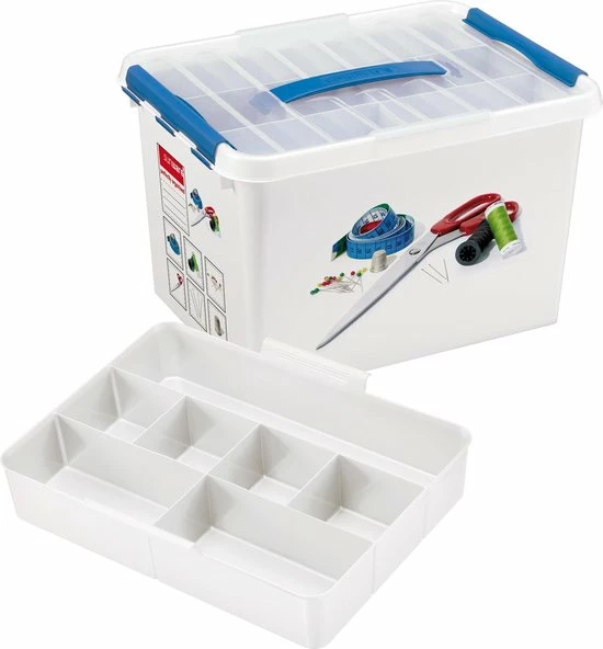 Goedkoopste ✨ Sunware - Q-line Naaidoos Met Inzet 22L Wit Blauw - 40 X 30 X 26 Cm ???? 4 Goedkoopste ✨ Sunware - Q-line Naaidoos Met Inzet 22L Wit Blauw - 40 X 30 X 26 Cm ???? - Afbeelding 2