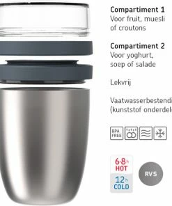 Korting ✨ Mepal – Isoleer Lunchpot Ellipse – Houdt Je Eten 6-8 Uur Warm En 12 Uur Koud – Titanium – 2 Compartimenten – Soep Beker To Go – Yoghurt Beker Muesli - Thermos Lunchbox ???? -Yoshiko Shop 550x595 3