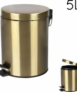 Goedkoop ⭐ Differnz Pedaalemmer Mat Goud – Prullenbak Badkamer – Afvalbakje – 5 Liter ???? -Yoshiko Shop 550x597