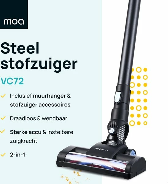 Hete verkoop ✔️ MOA - Steelstofzuiger - 2-in-1 - Kruimeldief - Draadloos - 120 Watt - Zonder Zak - VC72 ???? 4 Hete verkoop ✔️ MOA - Steelstofzuiger - 2-in-1 - Kruimeldief - Draadloos - 120 Watt - Zonder Zak - VC72 ???? - Afbeelding 2
