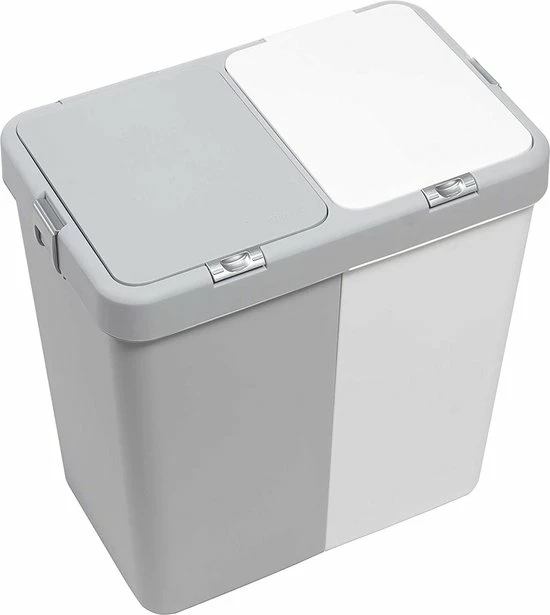 Top 10 ???? Motek® - Wasmand - 2 Vakken Met Deksel - Wassorteerder - Gemaakt Van 100% Gerecycled Kunststof - 80 L - Wasmand Met Deksel - Wassorteerder - Grijs - Wit ???? 7 Top 10 ???? Motek® - Wasmand - 2 Vakken Met Deksel - Wassorteerder - Gemaakt Van 100% Gerecycled Kunststof - 80 L - Wasmand Met Deksel - Wassorteerder - Grijs - Wit ???? - Afbeelding 5