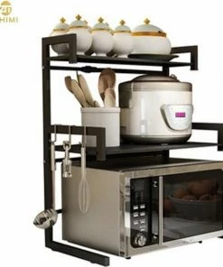 Promo ???? TammaT - Magnetronkast - Keukenrek - Magnetron Bovenkast - Ovenkast - Kruidenrek - Dubbel Laags Keukenkast Voor Boven Magnetron - Breedte Verstelbaar Magnetron Kast - Magnetron Rek - Metaal - Mat Zwart ???? -Yoshiko Shop 550x622 5