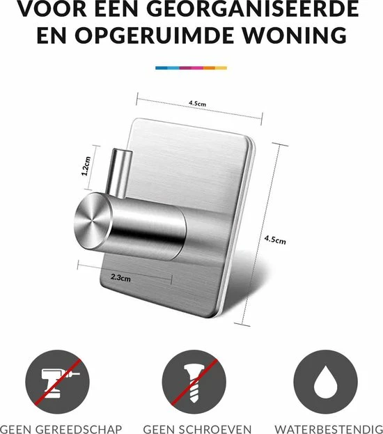 Aanbiedingen ✨ YONO Zelfklevende Haakjes – RVS Ophanghaakjes – Ultra Sterke Plakhaakjes – 4 Stuks – Zilver ???? 6 Aanbiedingen ✨ YONO Zelfklevende Haakjes – RVS Ophanghaakjes – Ultra Sterke Plakhaakjes – 4 Stuks – Zilver ???? - Afbeelding 4