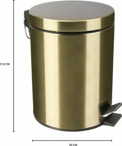 Goedkoop ⭐ Differnz Pedaalemmer Mat Goud – Prullenbak Badkamer – Afvalbakje – 5 Liter ???? -Yoshiko Shop 550x653 2