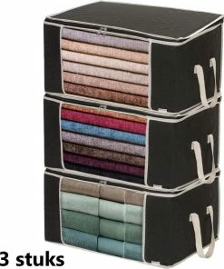 Hete verkoop ???? Housum Opbergtassen - Kleding Opbergen In Kast - Voor Beddengoed, Kleding En Handdoeken - Stof - 72 Liter - 3 Stuks ????