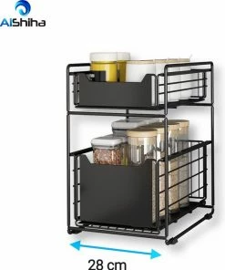 Uitgang ✨ AlShiha® Organizer - Large(zwart) - Ladekast - Kast Organizer - Gootsteenkast Organizer - Aanrecht Organiser - Opbergrek - Keukenkast Organizer - Keuken Organizer - Gootsteen Organizer - Ladesysteem - Ladeblok - Keukenrek ❤️ -Yoshiko Shop 550x660 5