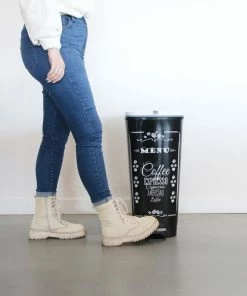 Groothandel ❤️ Kis Pedaalemmer Chic Bin Coffee Menu L - 50L ⭐ -Yoshiko Shop 550x668