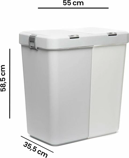 Top 10 ???? Motek® - Wasmand - 2 Vakken Met Deksel - Wassorteerder - Gemaakt Van 100% Gerecycled Kunststof - 80 L - Wasmand Met Deksel - Wassorteerder - Grijs - Wit ???? 12 Top 10 ???? Motek® - Wasmand - 2 Vakken Met Deksel - Wassorteerder - Gemaakt Van 100% Gerecycled Kunststof - 80 L - Wasmand Met Deksel - Wassorteerder - Grijs - Wit ???? - Afbeelding 10