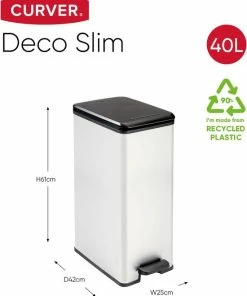 Top 10 ???? Curver Deco Slimbin Prullenbak - Rechthoekig - 40L - Metallic ???? -Yoshiko Shop 550x681