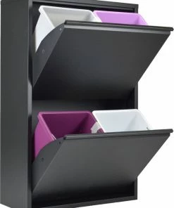 Uitgang ???? VEEHAUS – Clark - Prullenbak 4 Vakken – Afvalemmer 60 Liter (4x 15L) – Zwart - 4-vaks Prullenbak Afvalscheiding – Afvalbak Metaal – Hygiënisch Recyclen - Afval Scheiden - Prullenbak - Zwart ????