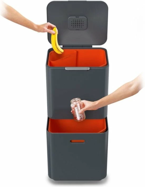 Gloednieuw ???? Joseph Joseph Intelligent Waste Totem - 60 Liter Inhoud - Met 3 Vakken - Grafiet ???? 12 Gloednieuw ???? Joseph Joseph Intelligent Waste Totem - 60 Liter Inhoud - Met 3 Vakken - Grafiet ???? - Afbeelding 10