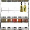 Hete verkoop ⭐ KitchenBrothers Ophangbaar Kruidenrek Voor 32 Kruidenpotjes - Spice Rack – Keuken Rek - Kruiden Organizer - Specerijen Opbergen - 4 Laags - 40 X 6.3 X 50 Cm - RVS ????