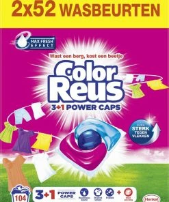 Beste deal ???? Color Reus Power Caps Wascapsules - Wasmiddel Capsules - Voordeelverpakking - 2x52 Wasbeurten ????