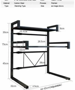 Promo ???? TammaT - Magnetronkast - Keukenrek - Magnetron Bovenkast - Ovenkast - Kruidenrek - Dubbel Laags Keukenkast Voor Boven Magnetron - Breedte Verstelbaar Magnetron Kast - Magnetron Rek - Metaal - Mat Zwart ???? -Yoshiko Shop 550x767