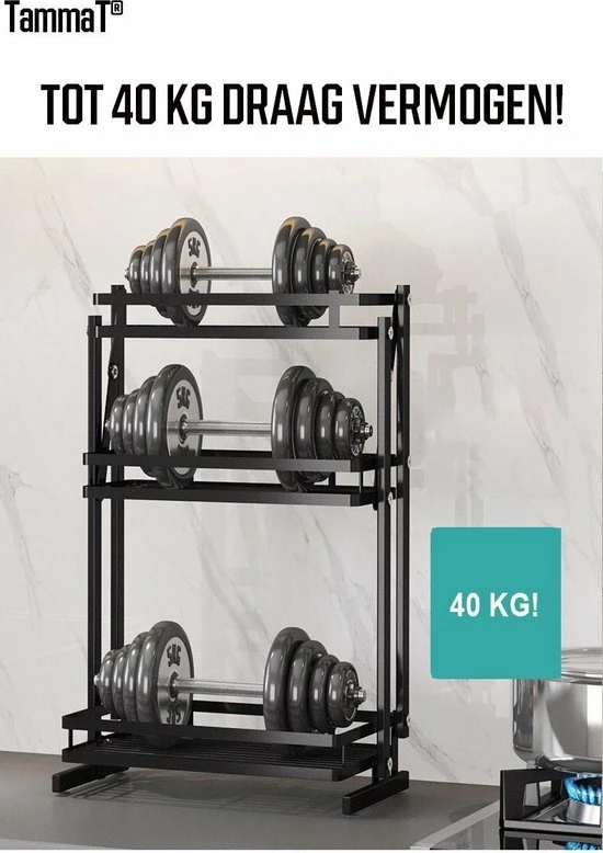 Korting ⭐ TammaT - Kruidenrek - Kruidenrek Staand - Inklapbare Keukenrek - 3-laags 35x21x56,5CM - Keuken Organizer - Aanrecht Organizer - Keuken Opslag - Roestvrij Staal - Opbergrek - Keuken Organizers - Roestvrij En Krasvrij ???? 5 Korting ⭐ TammaT - Kruidenrek - Kruidenrek Staand - Inklapbare Keukenrek - 3-laags 35x21x56,5CM - Keuken Organizer - Aanrecht Organizer - Keuken Opslag - Roestvrij Staal - Opbergrek - Keuken Organizers - Roestvrij En Krasvrij ???? - Afbeelding 3