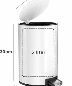 Goedkoopste ???? Pedaalemmer - 5 Liter - RVS - Wit - Prullenbak StangVollby Kallax - Toilet - Badkamer - Klein - Soft Close Deksel - Chique Design - Kleine Witte Pedaal Afvalemmer - Vuilnisbak Badkamer ???? -Yoshiko Shop 550x788 2