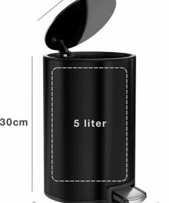 Hete verkoop ✔️ Pedaalemmer Stangvollby Kallax - 5 Liter - RVS - Zwart - Prullenbak - Toilet - Badkamer - Klein - Soft Close Deksel - Chique Design - Kleine Zwarte Pedaal Afvalemmer - Vuilnisbak Badkamer ???? -Yoshiko Shop 550x788 4